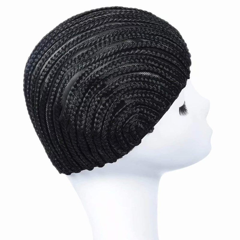 FEEL ME Braided Cap 1Pc Crochet Wig Cap in Cornrow Sew Hair for Making Synthetic Wig or Weave Easier Sew In Crochet Braided Wig Caps Medium Size Black Crochet Cornrow Cap for Crochet Braids - Image 3